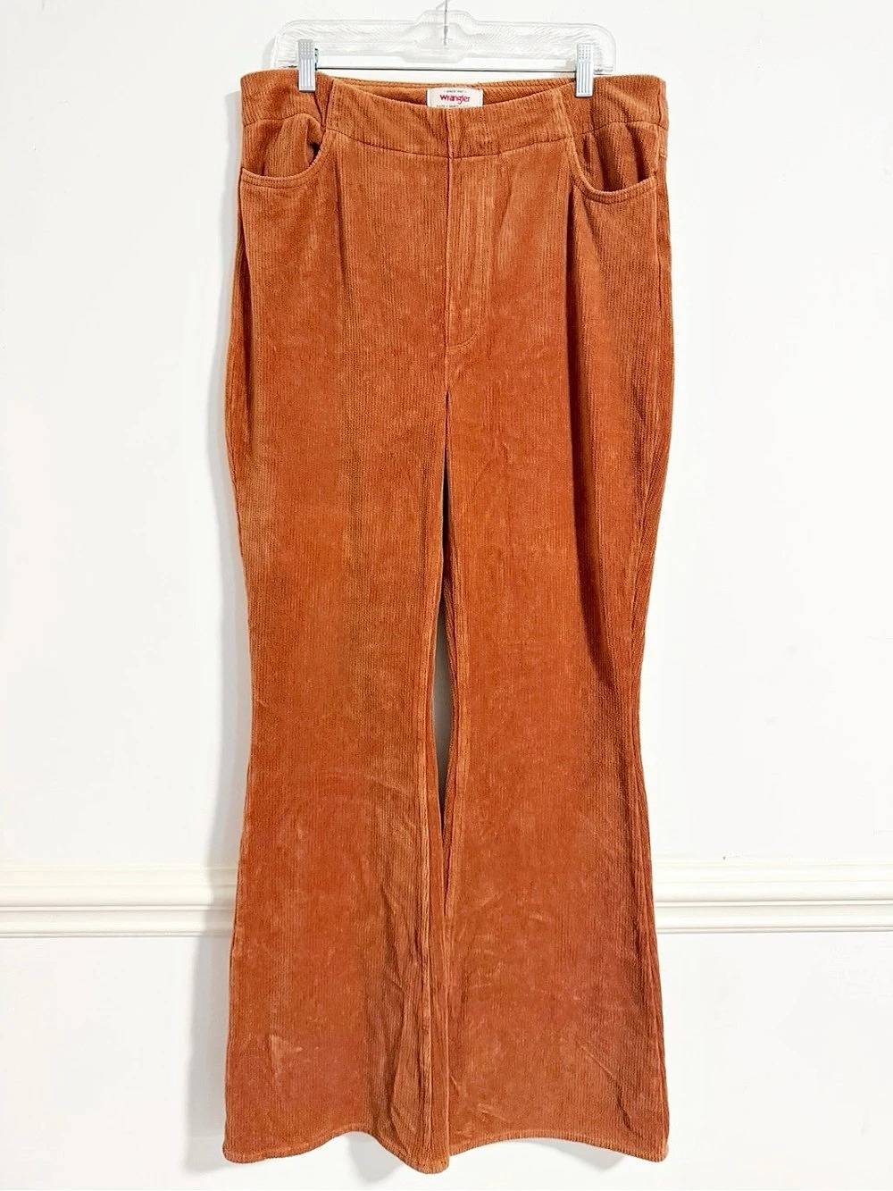 Wrangler Women XL Orange Wide Leg High Rise Pants Casual Like New